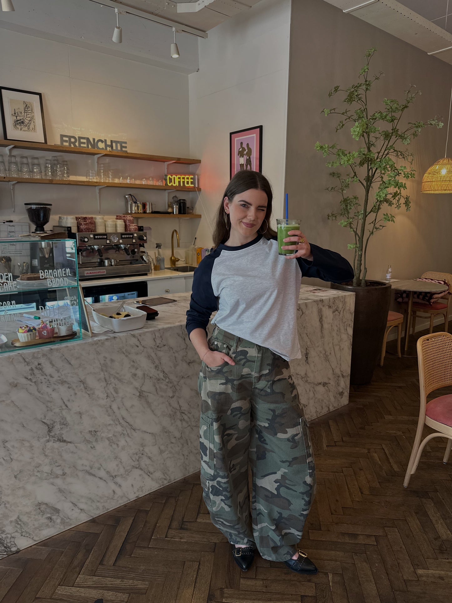 Tessa camouflage jeans baggy barrel fit army