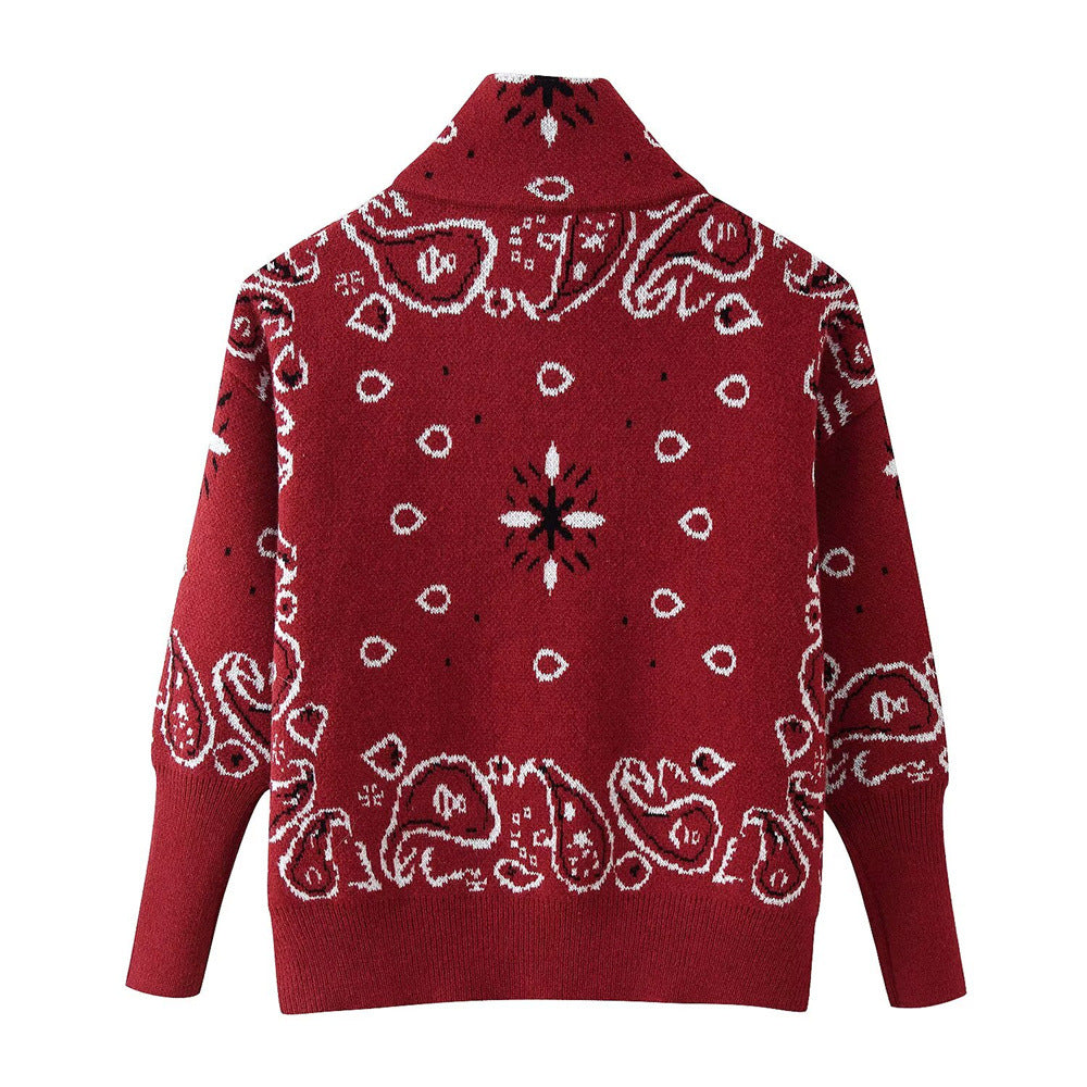 Bandana™ Paisley Zip-Up Knit Cardigan