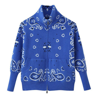 Bandana™ Paisley Zip-Up Knit Cardigan