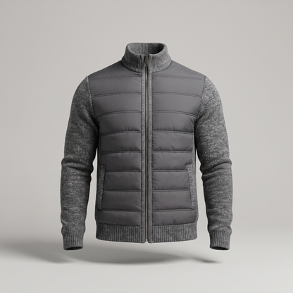 QUILTED FRONT KNIT JACKET