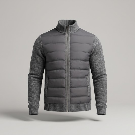 QUILTED FRONT KNIT JACKET