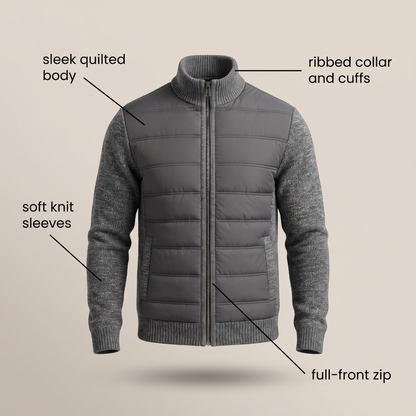 QUILTED FRONT KNIT JACKET