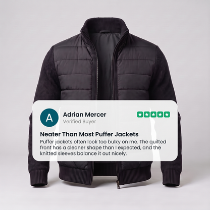 QUILTED FRONT KNIT JACKET