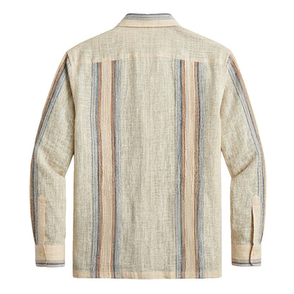 Striped Linen Guayabera Shirt
