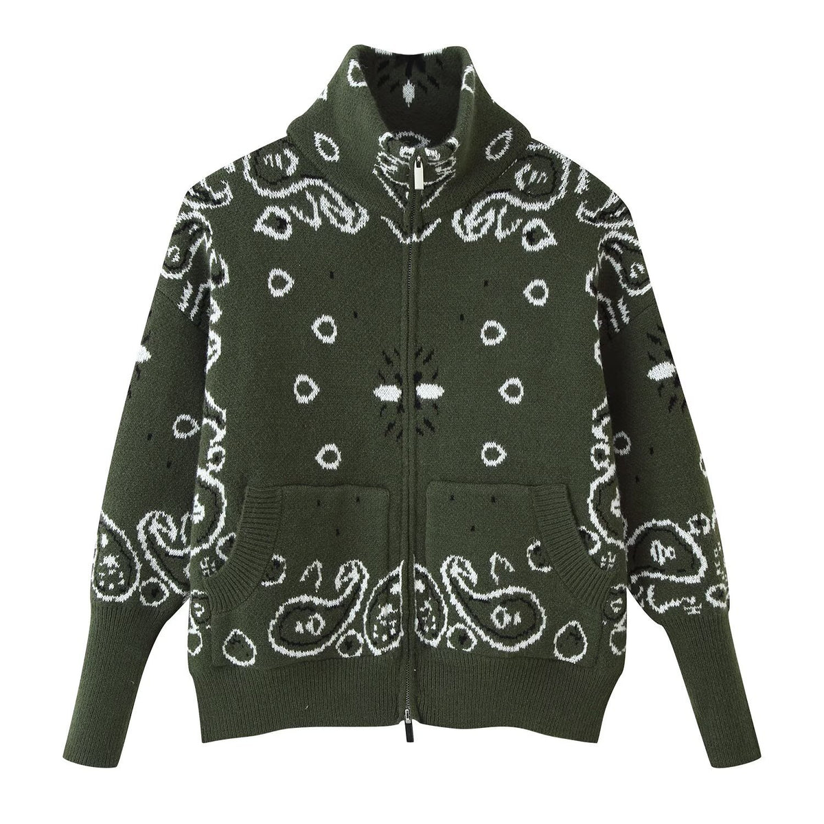 Bandana™ Paisley Zip-Up Knit Cardigan
