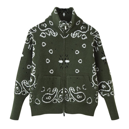Bandana™ Paisley Zip-Up Knit Cardigan