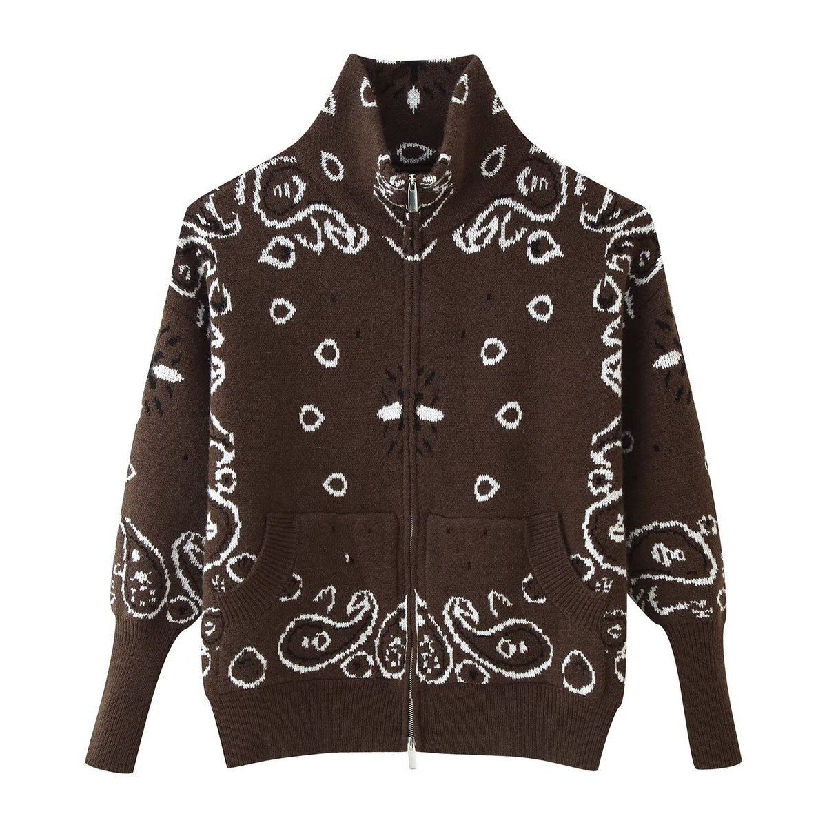 Bandana™ Paisley Zip-Up Knit Cardigan