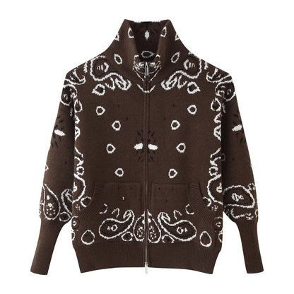 Bandana™ Paisley Zip-Up Knit Cardigan