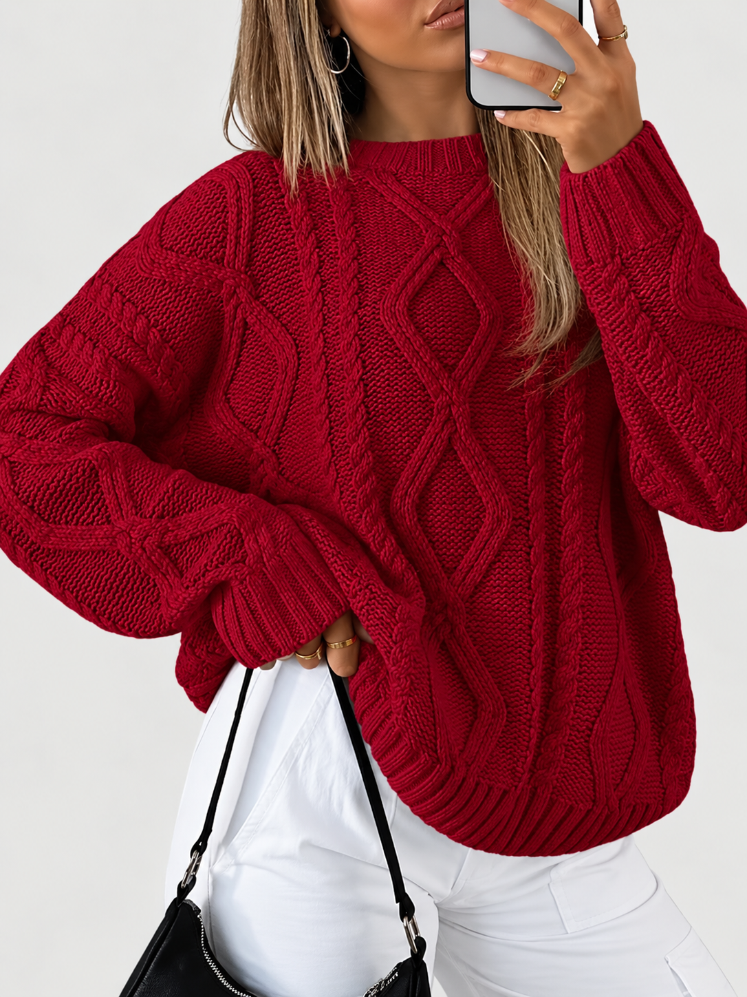 Marielle™ | Cable-Knit Crew Neck Sweater