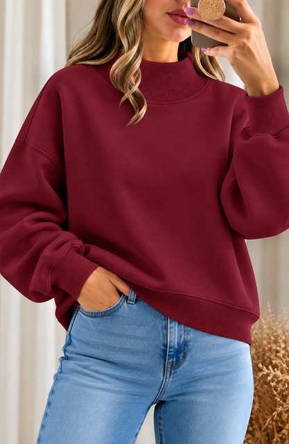Freya™ | Oversized Mock-Neck Fleece Sweatshirt
