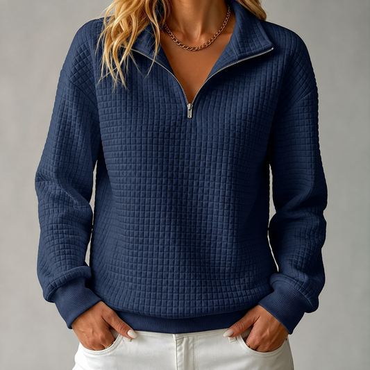 Waffle-Knit Quarter-Zip Sweatshirt