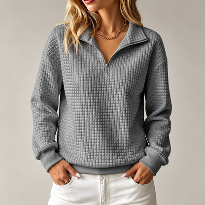 Waffle-Knit Quarter-Zip Sweatshirt
