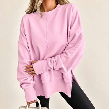 Oversized Split-Hem Fleece Sweatshirt