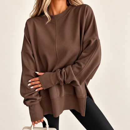 Oversized Split-Hem Fleece Sweatshirt