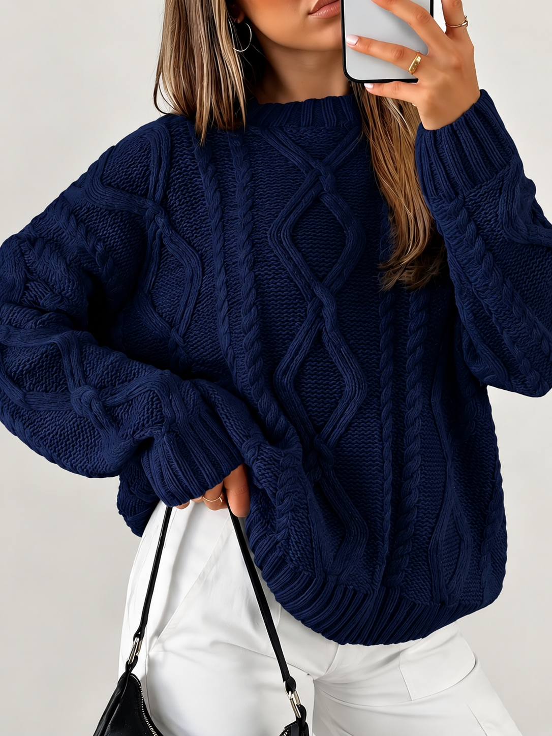 Marielle™ | Cable-Knit Crew Neck Sweater