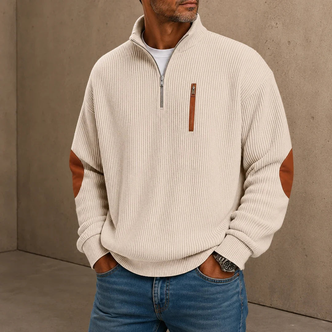 Quarter-Zip Ribbed Pullover