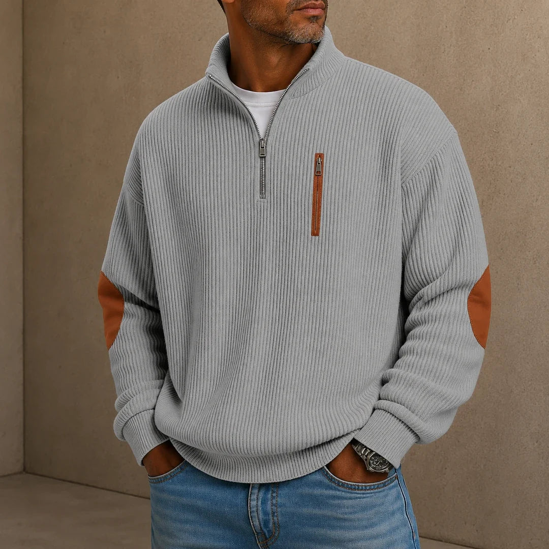 Quarter-Zip Ribbed Pullover