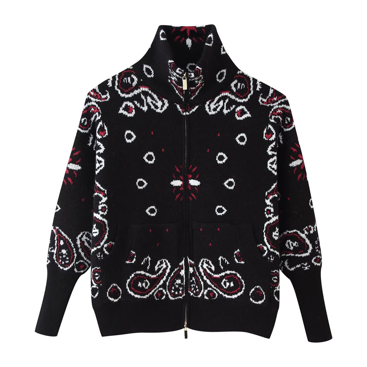 Bandana™ Paisley Zip-Up Knit Cardigan