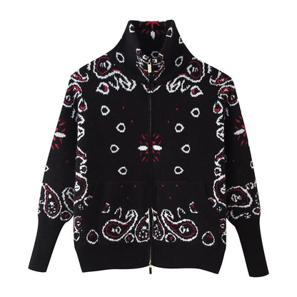 Bandana™ Paisley Zip-Up Knit Cardigan