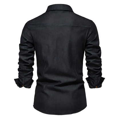 AdaptiveFit Cotton Denim Shirt: Tailored For Men