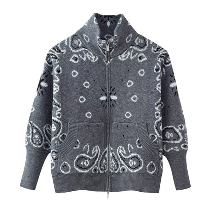 Bandana™ Paisley Zip-Up Knit Cardigan
