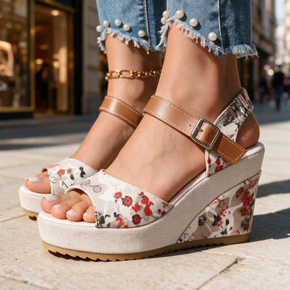 Daisy Buckle Platform Heels